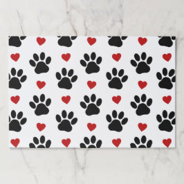 前足、犬の前足、黒い前足、赤いハート ペーパーパッド