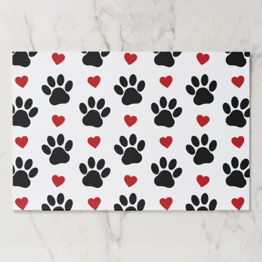 前足、犬の前足、黒い前足、赤いハート ペーパーパッド (正面)