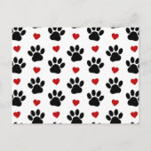 前足、犬の前足、黒い前足、赤いハート ポストカード (正面)