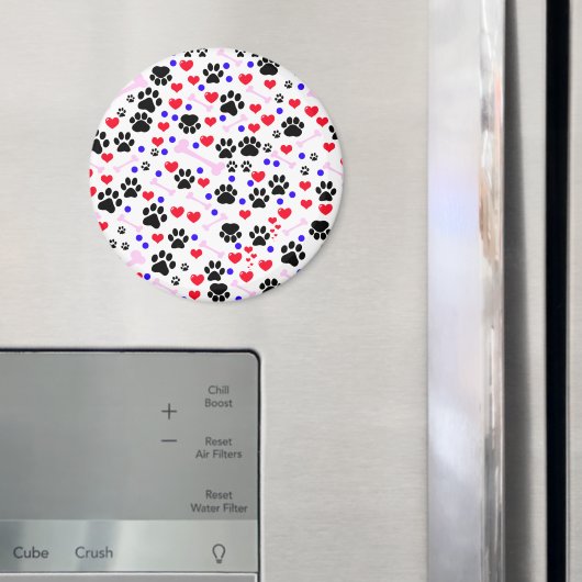 前足、犬の前足、黒い前足、赤いハート マグネット (インサイチュ (冷蔵庫))