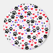 前足、犬の前足、黒い前足、赤いハート マグネット (正面)