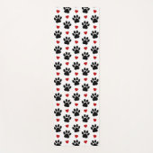 前足、犬の前足、黒い前足、赤いハート ヨガマット (正面)