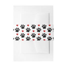 前足、犬の前足、黒い前足、赤いハート 招待状ベリーバンド