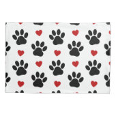 前足、犬の前足、黒い前足、赤いハート 枕カバー (裏面)