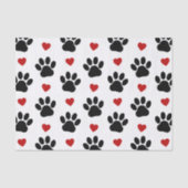 前足、犬の前足、黒い前足、赤いハート 薄葉紙 (正面)