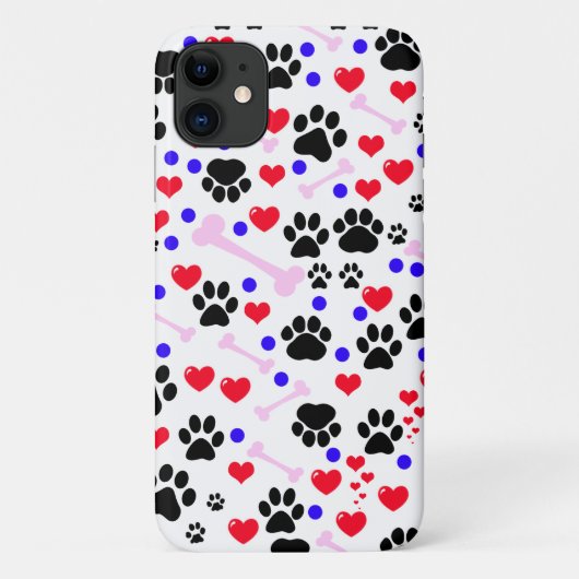 前足、犬の前足、黒い前足、赤いハート Case-Mate iPhoneケース (裏面)