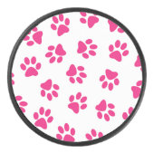 前足、犬の足、ピンクの前足のパターン アイスホッケーパック (正面)