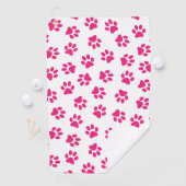 前足、犬の足、ピンクの前足のパターン ゴルフタオル (インサイチュ)