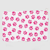 前足、犬の足、ピンクの前足のパターン ゴルフタオル (横)