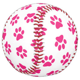 前足、犬の足、ピンクの前足のパターン ソフトボール