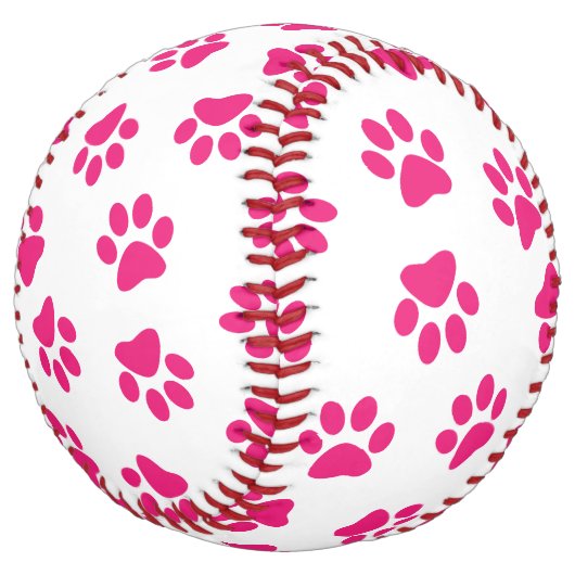 前足、犬の足、ピンクの前足のパターン ソフトボール (アングル)