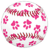 前足、犬の足、ピンクの前足のパターン ソフトボール (正面)