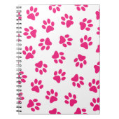 前足、犬の足、ピンクの前足のパターン ノートブック (正面)