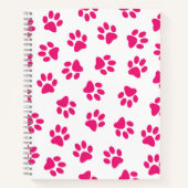 前足、犬の足、ピンクの前足のパターン ノートブック (正面)