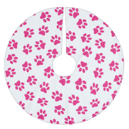 前足、犬の足、ピンクの前足のパターン ブラッシュドポリエステルツリースカート