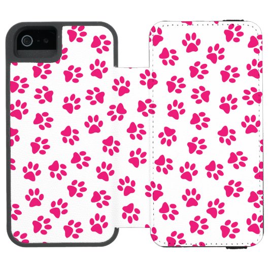 前足、犬の足、ピンクの前足のパターン INCIPIO iPhoneウォレットケース (フォリオ Open)