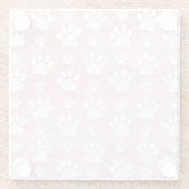 前足、白い前足、水色、ピンク ガラスコースター (裏面)