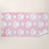 前足、白い前足、水色、ピンク ビーチタオル (正面)