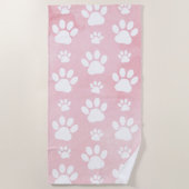 前足、白い前足、水色、ピンク ビーチタオル (正面)