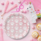 前足、白い前足、水色、ピンク ペーパープレート (パーティー)