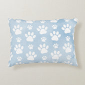 前足、白い前足、水色、青のパターン アクセントクッション (正面)