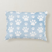 前足、白い前足、水色、青のパターン アクセントクッション (裏面)