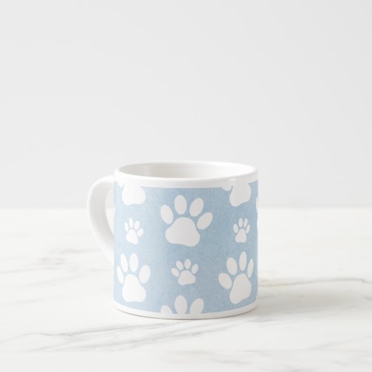 前足、白い前足、水色、青のパターン エスプレッソカップ (正面左)