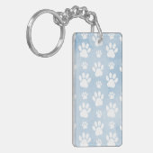 前足、白い前足、水色、青のパターン キーホルダー (正面左)