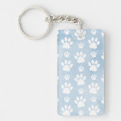前足、白い前足、水色、青のパターン キーホルダー (正面)
