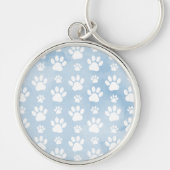 前足、白い前足、水色、青のパターン キーホルダー (正面)