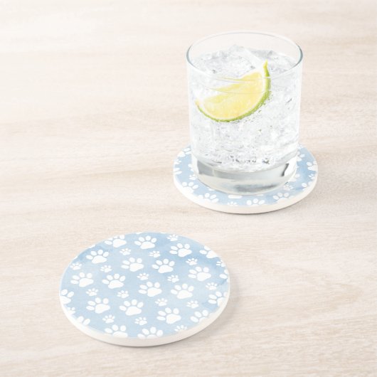 前足、白い前足、水色、青のパターン コースター (側面)