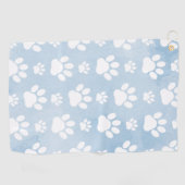 前足、白い前足、水色、青のパターン ゴルフタオル (横)