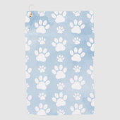 前足、白い前足、水色、青のパターン ゴルフタオル (正面)