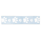 前足、白い前足、水色、青のパターン ショートテーブルランナー (横)