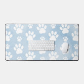 前足、白い前足、水色、青のパターン デスクマット (キーボード&マウス)