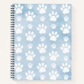 前足、白い前足、水色、青のパターン ノートブック (正面)
