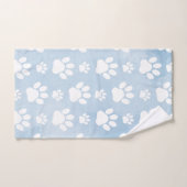 前足、白い前足、水色、青のパターン バスタオルセット (ハンドタオル)