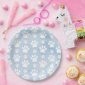 前足、白い前足、水色、青のパターン ペーパープレート (パーティー)