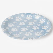 前足、白い前足、水色、青のパターン ペーパープレート (アングル)