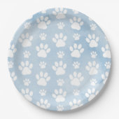 前足、白い前足、水色、青のパターン ペーパープレート (正面)