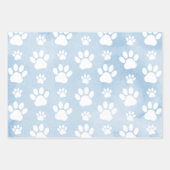 前足、白い前足、水色、青のパターン ラッピングペーパーシート (正面3)