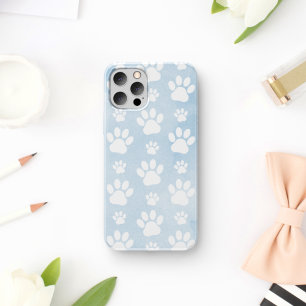 前足、白い前足、水色、青のパターン iPhone 11 ケース
