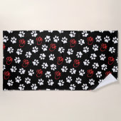 前足、白足、赤足、ハート ビーチタオル (正面)