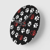 前足、白足、赤足、ハート ラウンド壁時計 (傾斜)