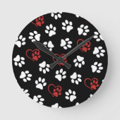 前足、白足、赤足、ハート ラウンド壁時計 (正面)