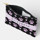 前足、薄紫前足、ハート、名前のパターン アクセサリーポーチ (見開き)