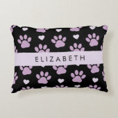 前足、薄紫前足、ハート、名前のパターン アクセントクッション (正面)