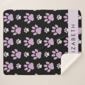 前足、薄紫前足、犬の前足、あなたの名前のパターン シェルパブランケット (正面(横))