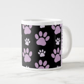 前足、薄紫前足、犬の前足、あなたの名前のパターン ジャンボコーヒーマグカップ (正面右)