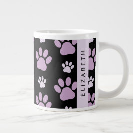 前足、薄紫前足、犬の前足、あなたの名前のパターン ジャンボコーヒーマグカップ